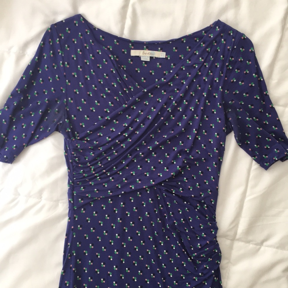 Boden royal blue stretch cotton midi length dress